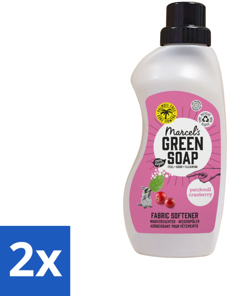 2 x Marcel's Green Soap - Wasverzachter - Patchouli & Cranberry - Zachte frisheid - 30 Wasbeurten - 750 ml - Wasverzachter - Biologisch Afbreekbaar - Vegan - Milieuvriendelijk - Natuurlijke Ingrediënten