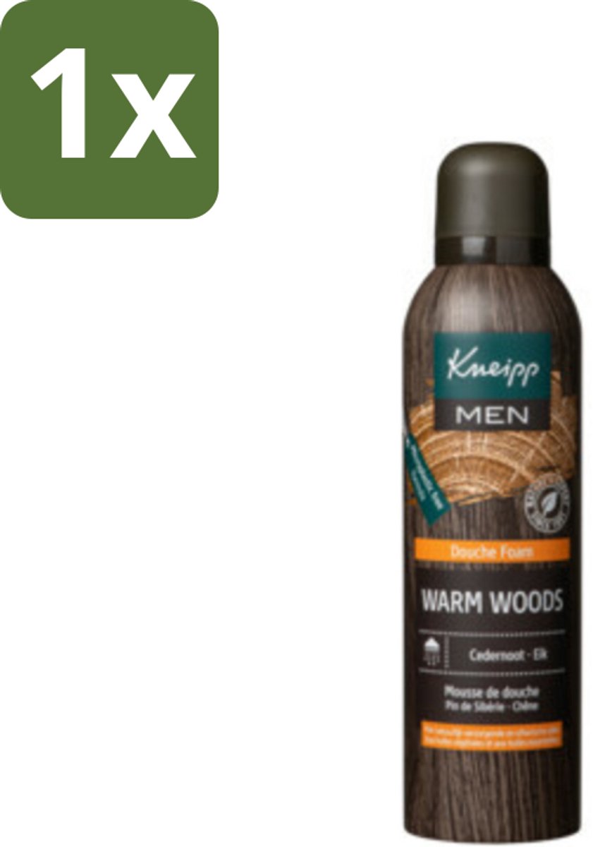 1 x Kneipp - Douche schuim - Men - Warm Woods - Warme houtgeur - 200 ml - Douche Foam Voor Mannen - Warme Houtgeur - Natuurlijke Verzorging - Mannelijke Douche - Huid Verzorging