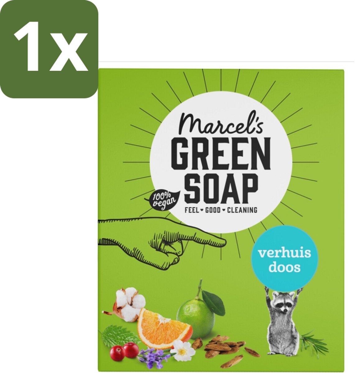 1 x Marcel's Green Soap - Verhuisdoos - Duurzaam Schoonmaken - Natuurlijke verzorging - 8 Zeepjes - Verhuizing - Schoonmaken - Natuurlijke Reiniging - Duurzaamheid - Verhuisdoos