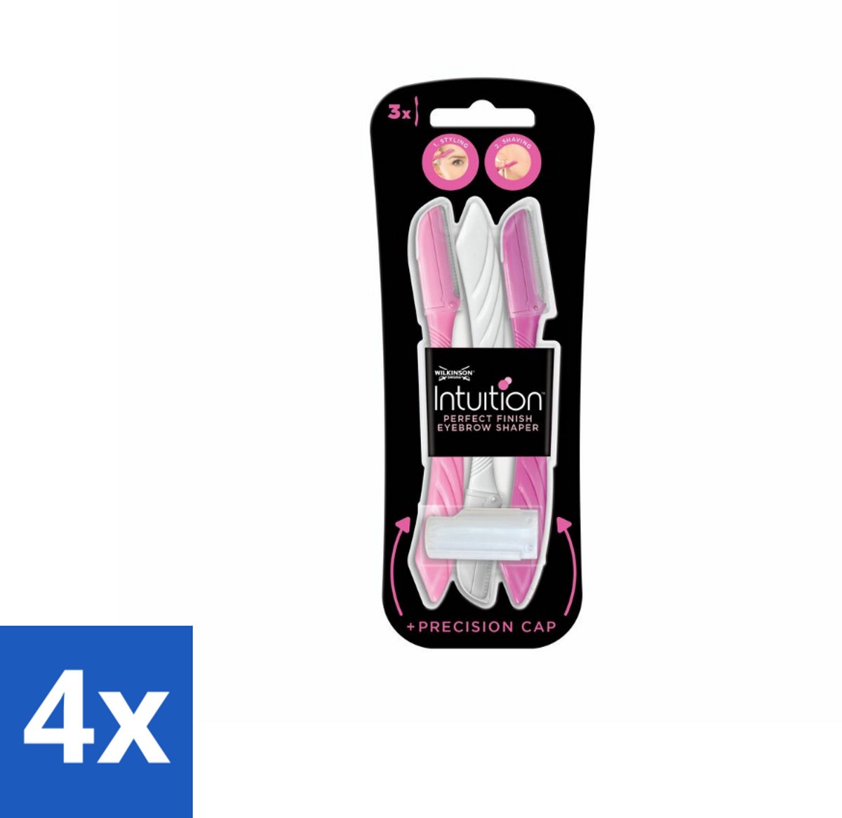 4 x Wilkinson Intuition - Navulmesjes - Wenkbrauw Shaper - Precisie - 3 mesjes - Wenkbrauw Epileren - Wenkbrauw Shaper - Precisie Epilator - Ontharingsmesjes - Gezicht Exfoliëren