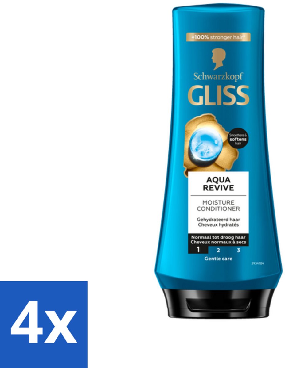 4 x Gliss - Hair Repair - Conditioner Aqua Revive voor Hydraterend en Fris Haar - 200 ml - Haar Conditioner - Hydraterende Conditioner - Conditioner Droog Haar - Conditioner Beschadigd Haar - Gliss Aqua Revive