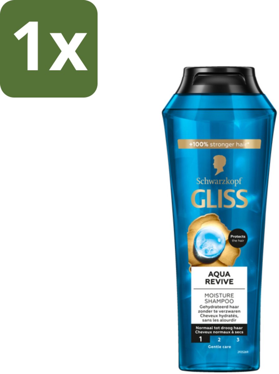 1 x Gliss - Shampoo - Aqua Revive - Voor Hydraterend en Fris Haar - 250 ml - Hydraterend Shampoo - Droog Haar - Haarverzorging - Haarhygiëne - Schuimshampoo