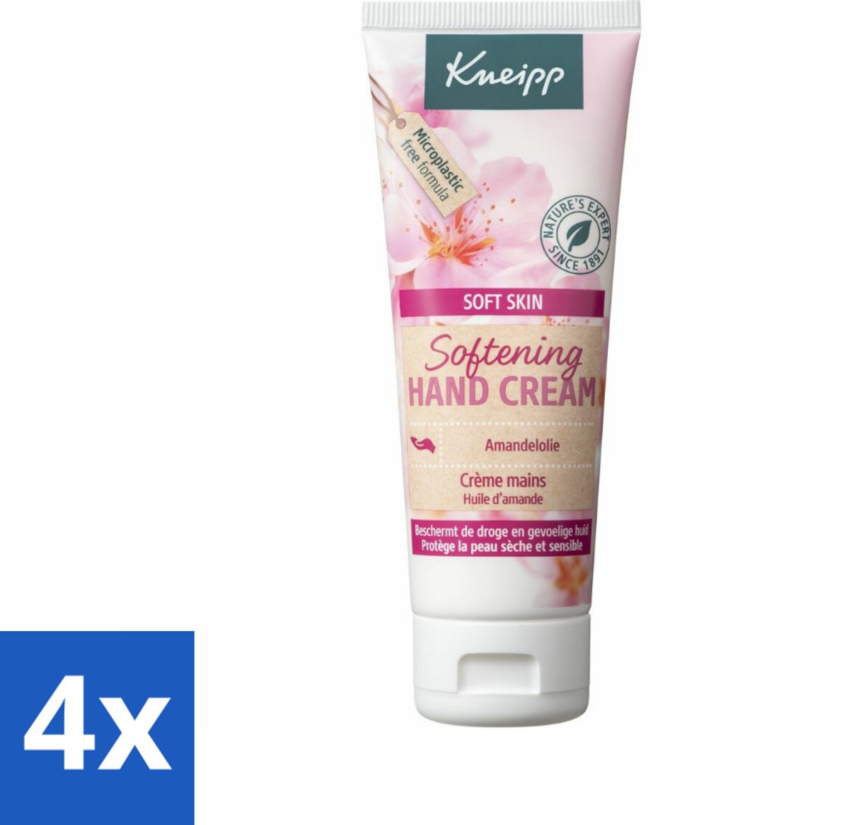 4 x Kneipp - Handcrème - Soft Skin - Amandelbloesem - 75 ml - Handcreme - Droge Handen - Gevoelige Handen - Voedende Handcreme - Amandelbloesem