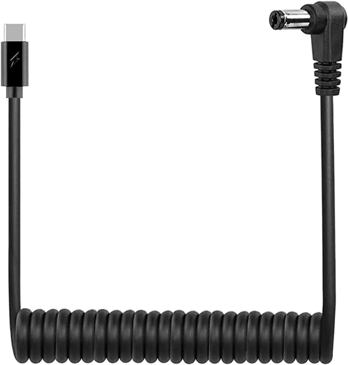 Type C naar DC Oplaadkabel - Coiled Spring Kabel - 12V 5A Stroom - Snelladen tot 65W - ShopVlot