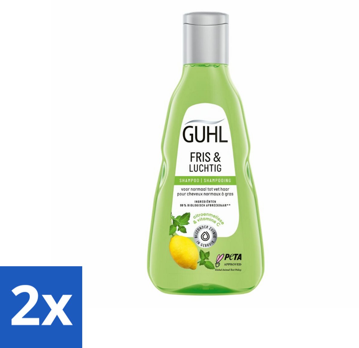2 x Guhl - Shampoo - Fris & Luchtig - 250 ml - Haarverzorging - Shampoo - Fris Haar - Luchtig Haar - Vet Haar