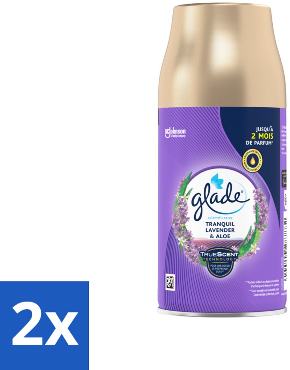 2 x Glade - Automatische Spray - Tranquil Lavender & Aloë - 269 g - Luchtverfrisser - Geur - Lavendel - Aloë Vera - Viooltjesblad