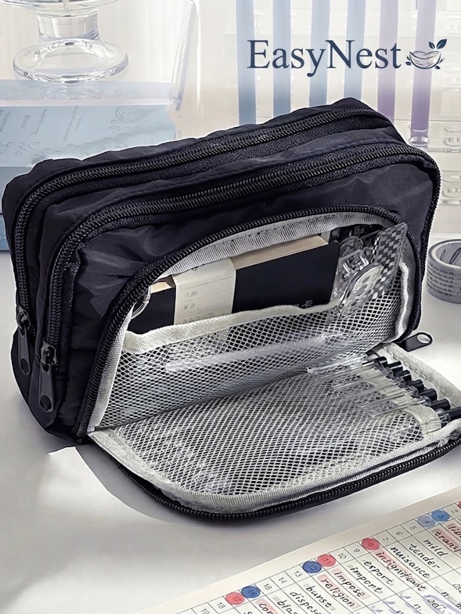 Grote Etui met Macaronpatroon – Ruime Opbergtas en Pennenzak – Etui voor School en Werk – Make-uptas – Stationery Tas voor Studenten en Tieners