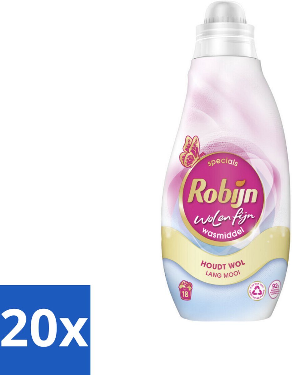 Robijn Specials - Wol & Fijn - Vloeibaar Wasmiddel - 18 Wasbeurten - Bulkverpakking - 20 stuks