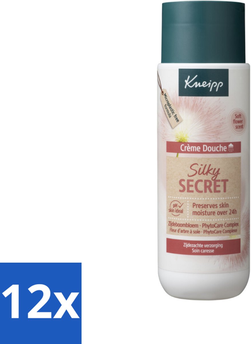 12 x Kneipp - Douchecrème - Silky Secret - 200 ml - Douchecrème - Zijdezachte Huid - Natuurlijke Ingrediënten - Melkproteïnen - Zijdeboombloesem