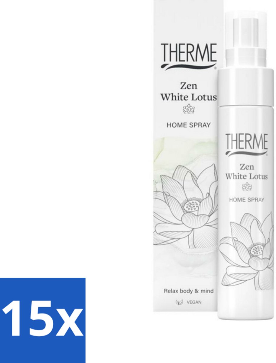 Therme - Zen White Lotus - Interieurspray - Langdurige Geur - Aromatisch - 60ml - Bulkverpakking - 15 stuks