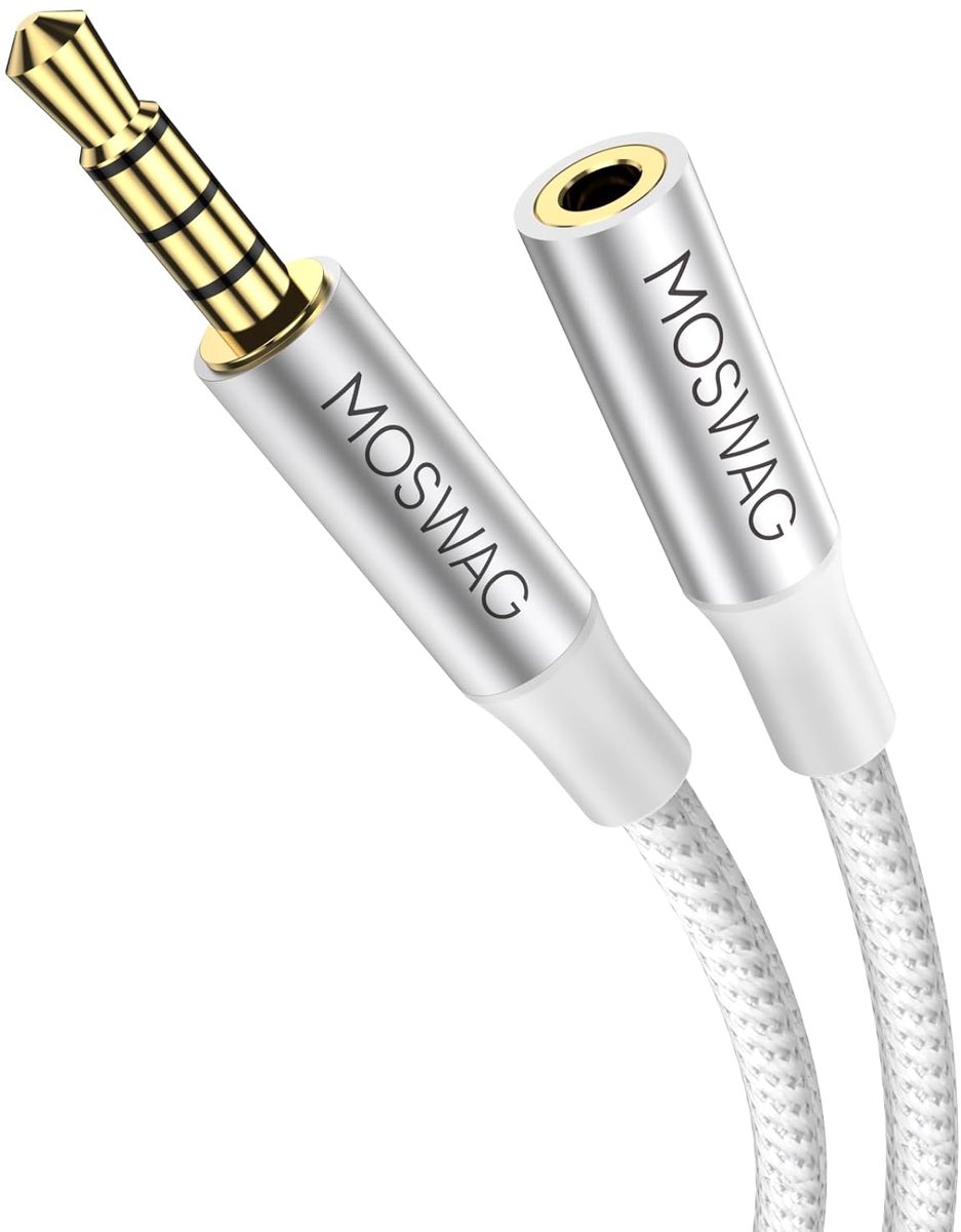 Audio kabel 3.5mm TRRS - gevlochten nylon - 4 polen - ideaal voor smartphones en tablets - ShopVlot