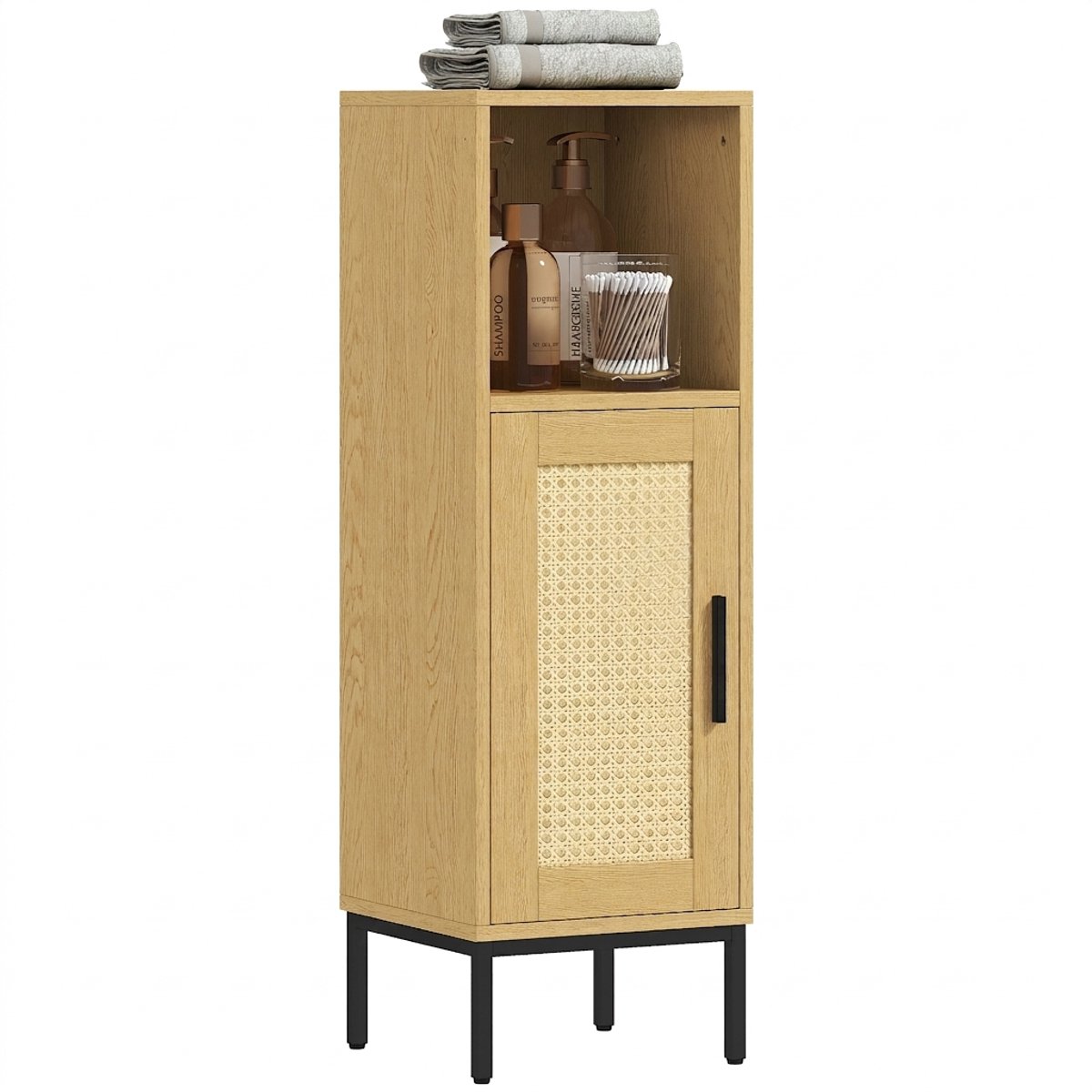 ROLIPO Smalle Badkamerkast Vrijstaand – Opbergkast met Verstelbare Plank – Naturel Houtlook