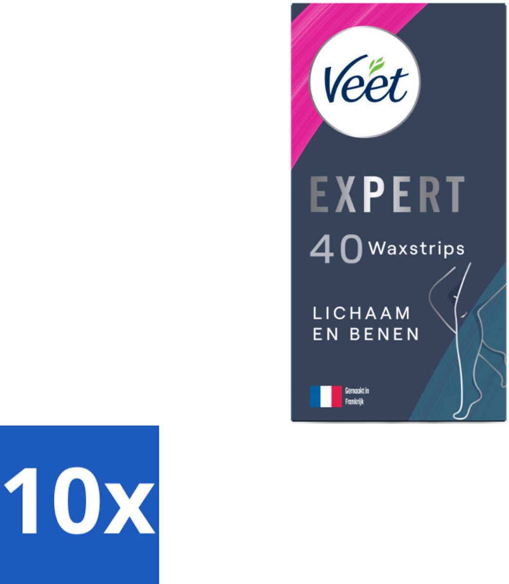 10 x Veet Expert - Ontharingsstrips - Lichaam & Benen - Gevoelige Huid - 40 strips - Ontharen Benen - Ontharen Lichaam - Waxstrips - Gevoelige Huid - Ontharen Strips