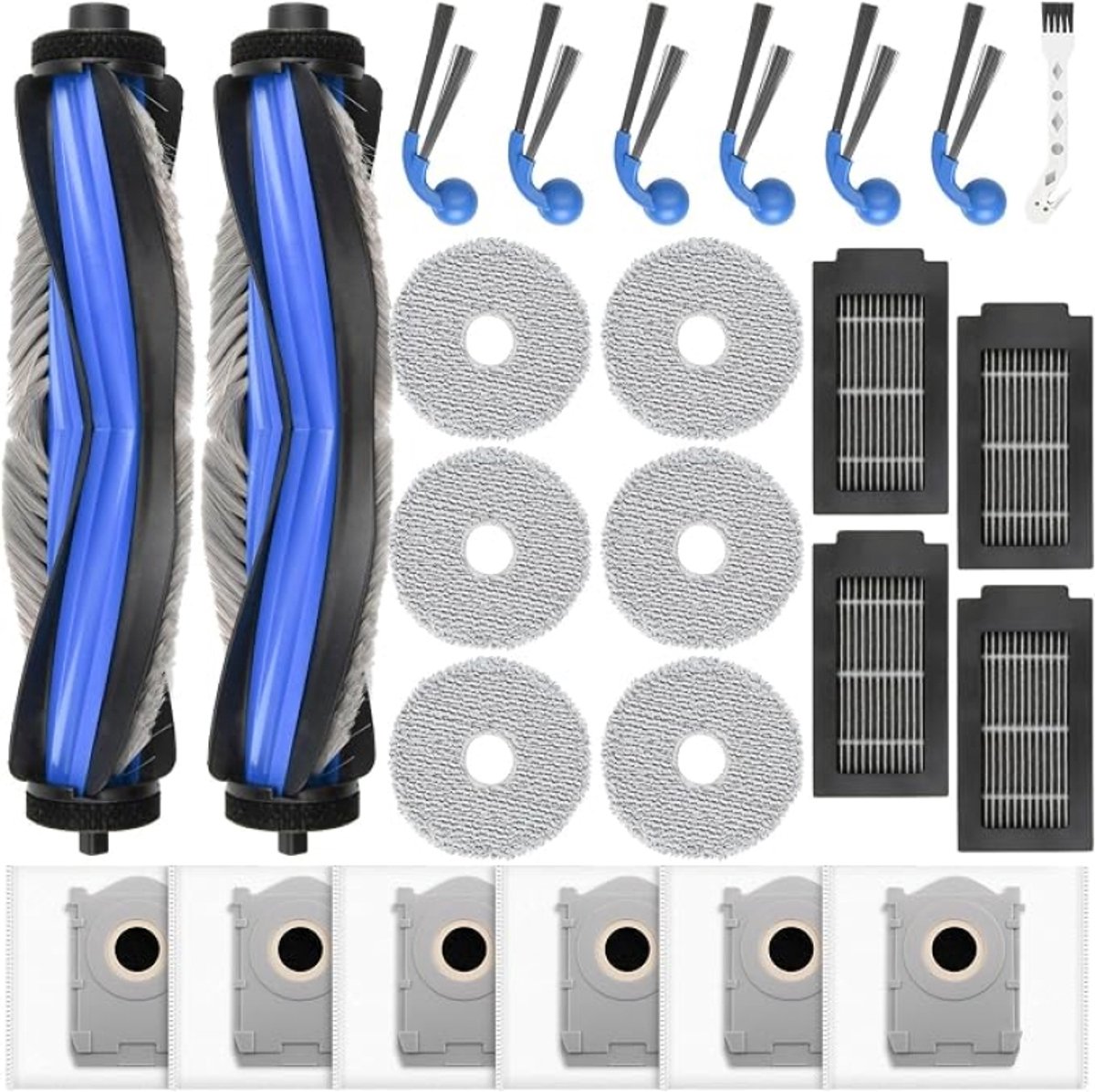 25 stuks accessoireset voor Ecovacs Deebot T30C en T30C Omni robotstofzuiger - vervangende borstels, filters, stofzakken en doeken