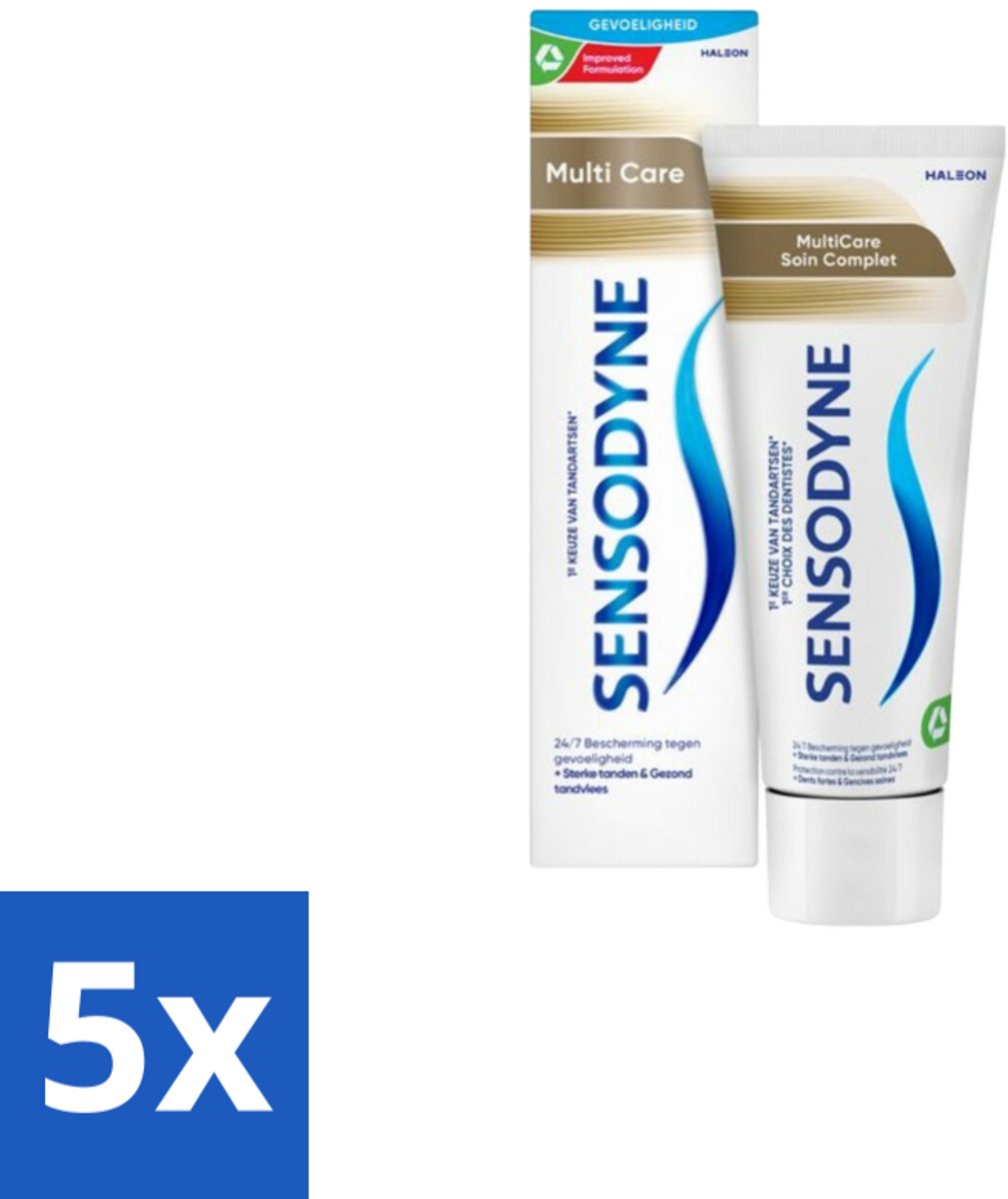 5 x Sensodyne - Tandpasta - MultiCare - Complete Tandverzorging - 75 ml - Gevoelige Tanden - Tandpasta - Tandverzorging - Tandplak - Tandvlees