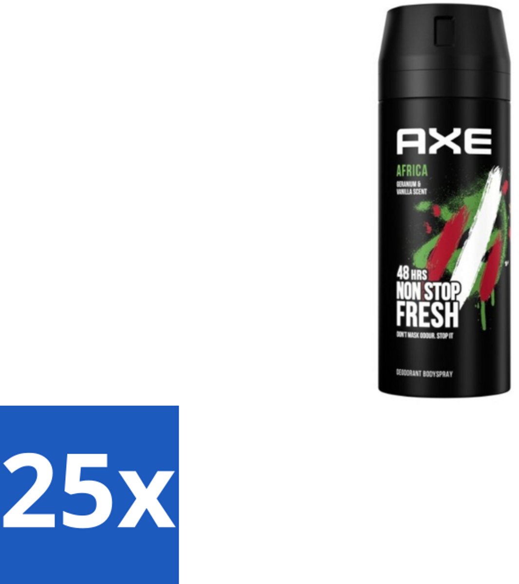 25 x AXE - Deodorant Spray - Africa - Sinaasappel & Sandelhout - Verzorgend - 150 ml - Deodorant Spray - Sinaasappel En Sandelhout - Geur - Frisheid - Huidverzorging