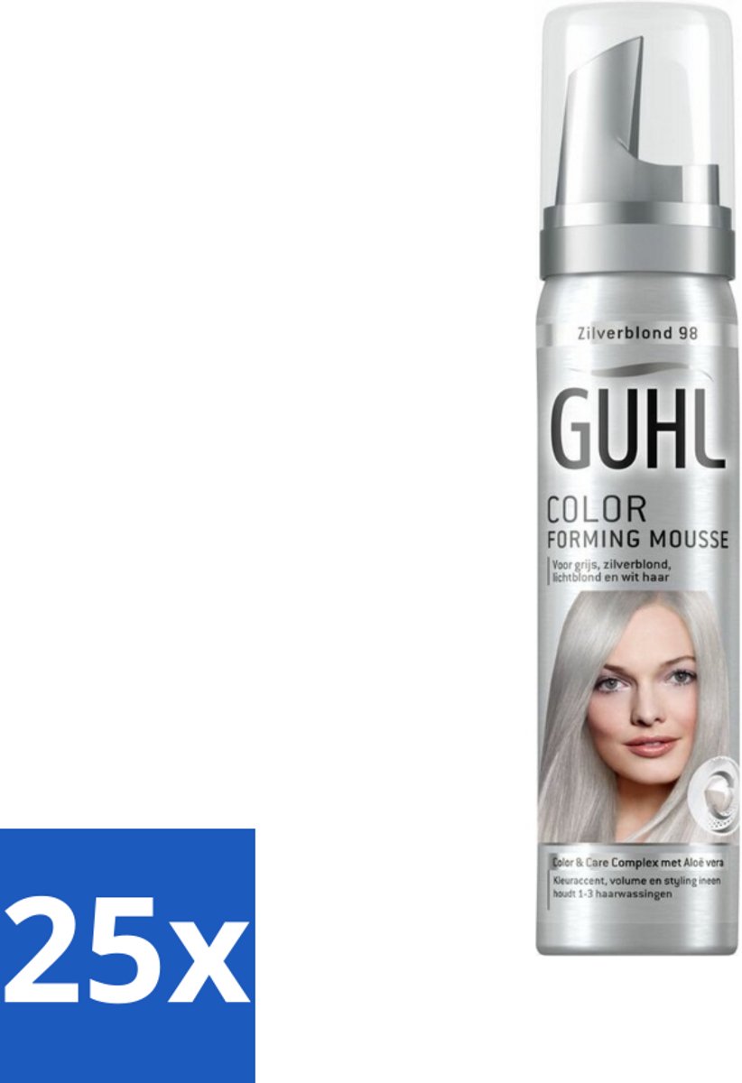 25 x Guhl - Kleurmousse - Zilverblond No. 98 - 75 ml - Kleuraccent - Zilverblond - Haarverf - Haarverf Mousse - Haarverf Zilverblond