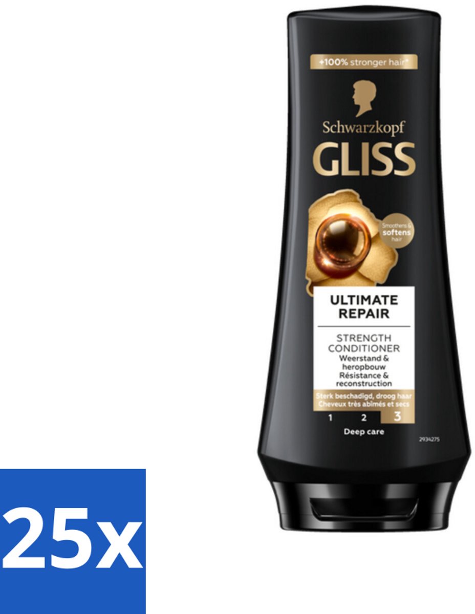 25 x Gliss - Hair Repair - Conditioner voor Ultiem Herstel van Beschadigd Haar - 200 ml - Haar Herstel - Keratine Serum - Beschadigd Haar - Droog Haar - Haar Heropbouw