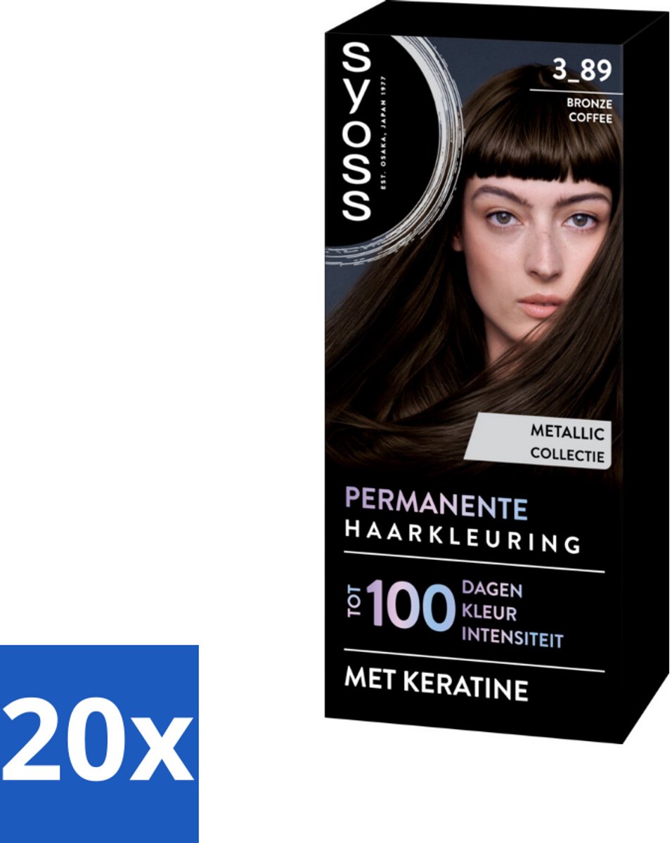 20 x SYOSS - Coloration 3-89 Bronze Coffee - Haarverf - Grijsdekking - Vermindert Haarbreuk - Haarverf - Grijsdekking - Keratine - Haarkleur - Haarverf 3-89
