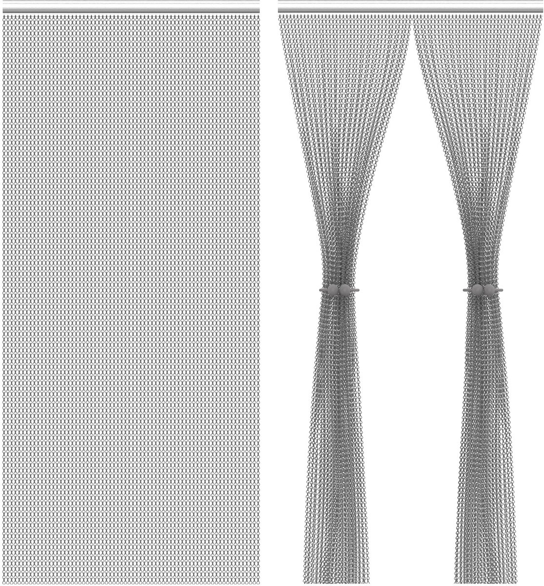 Arvioo - aluminium kettinggordijn - pistoolkleurig - 90x200cm - insectenwerend - aanpasbaar