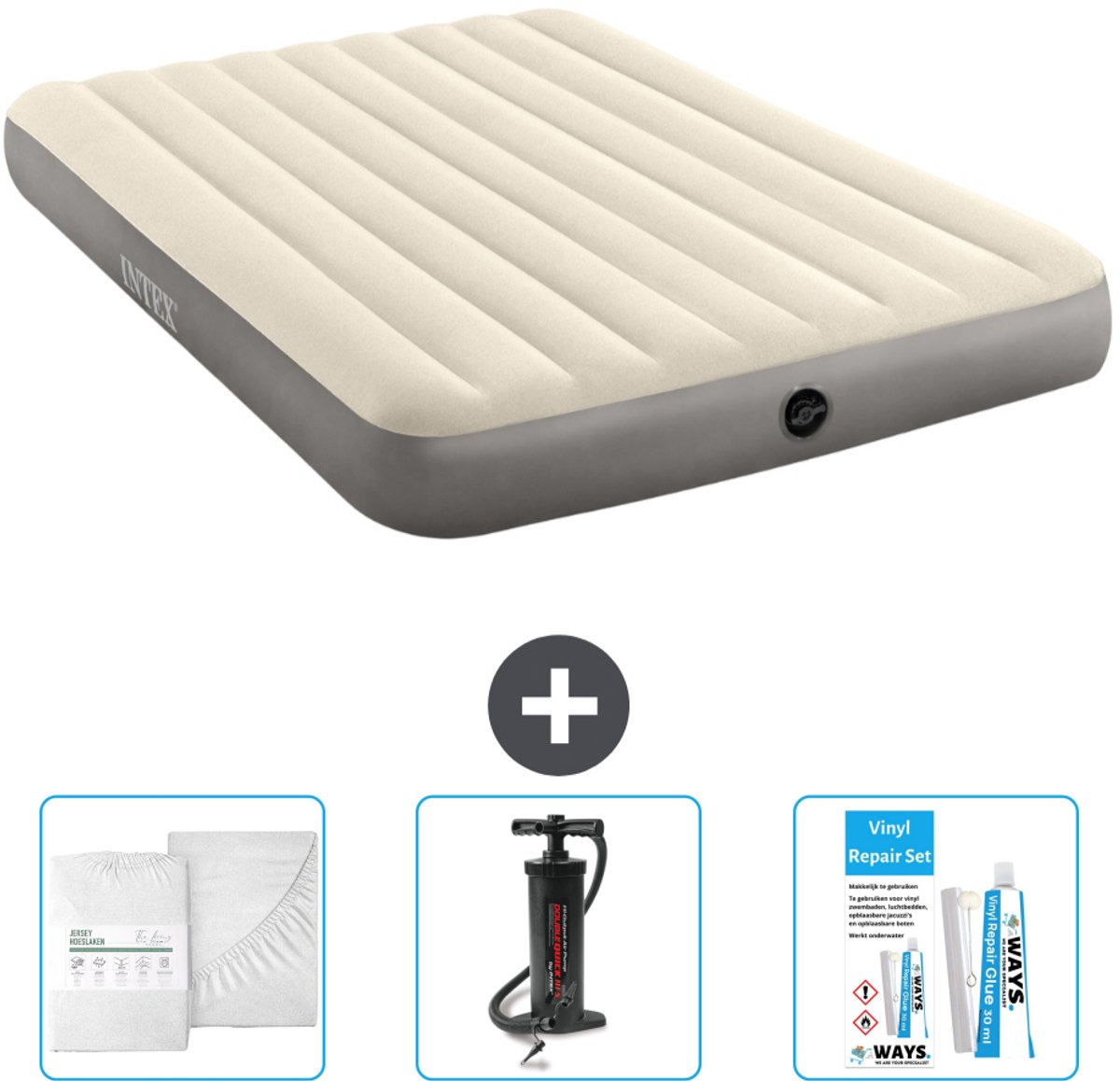 Intex Luchtbed - 2-Persoons - 152 x 203 x 25 cm - Beige - Inclusief Accessoires CB3