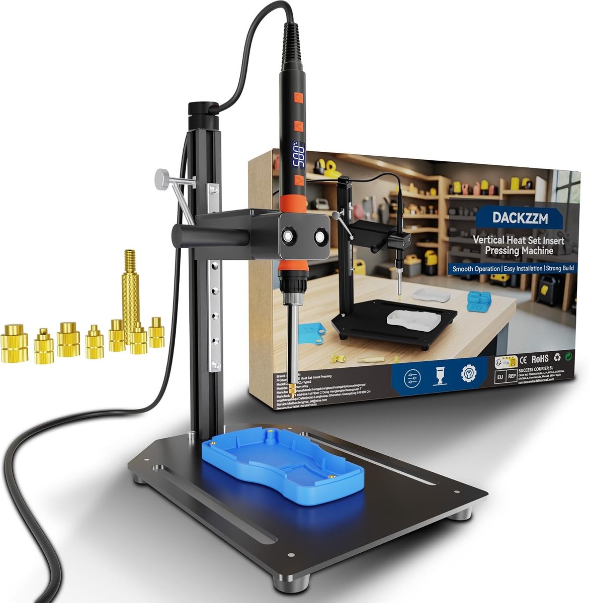 Heat Set Insert Tool, Vertical Melting Aid for Thread Inserts, 90 W, Soldering Iron with Soldering Iron for Thread - ShopVlot
