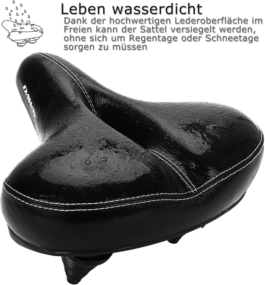 Fietszadel Extra Groot - Brede Comfortabele Zitting - Voor Dames en Heren - Ideaal voor Fietstochten - DAWAY