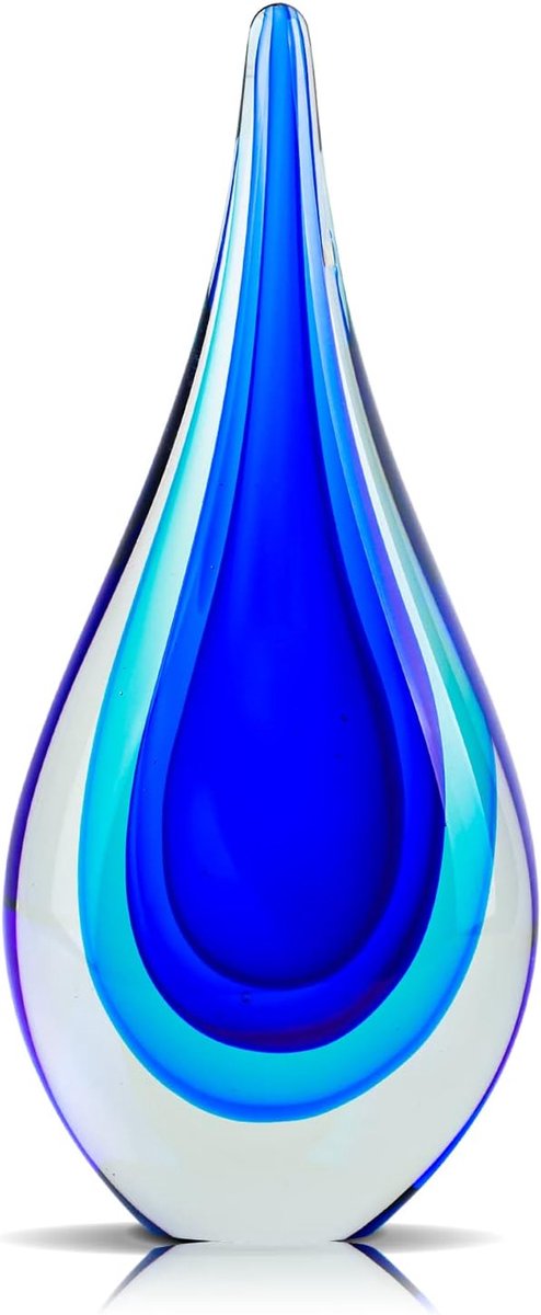 SnelShoppen - 9 Inch Handgeblazen Glazen Sculptuur Decoratie, Paperweight voor Kantoor, Modern Glas Kunstfiguur, Mediterrane Strand Huisdecoratie, Woo