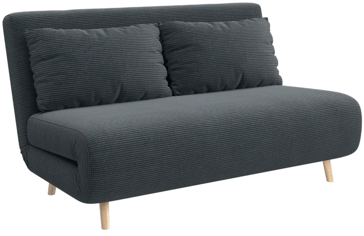 Slaapbank - Logeerbed - 3-voudig verstelbare rugleuning - Koordlook - Tot 120 kg - 141 x 90 x 81 cm - Donkergrijs