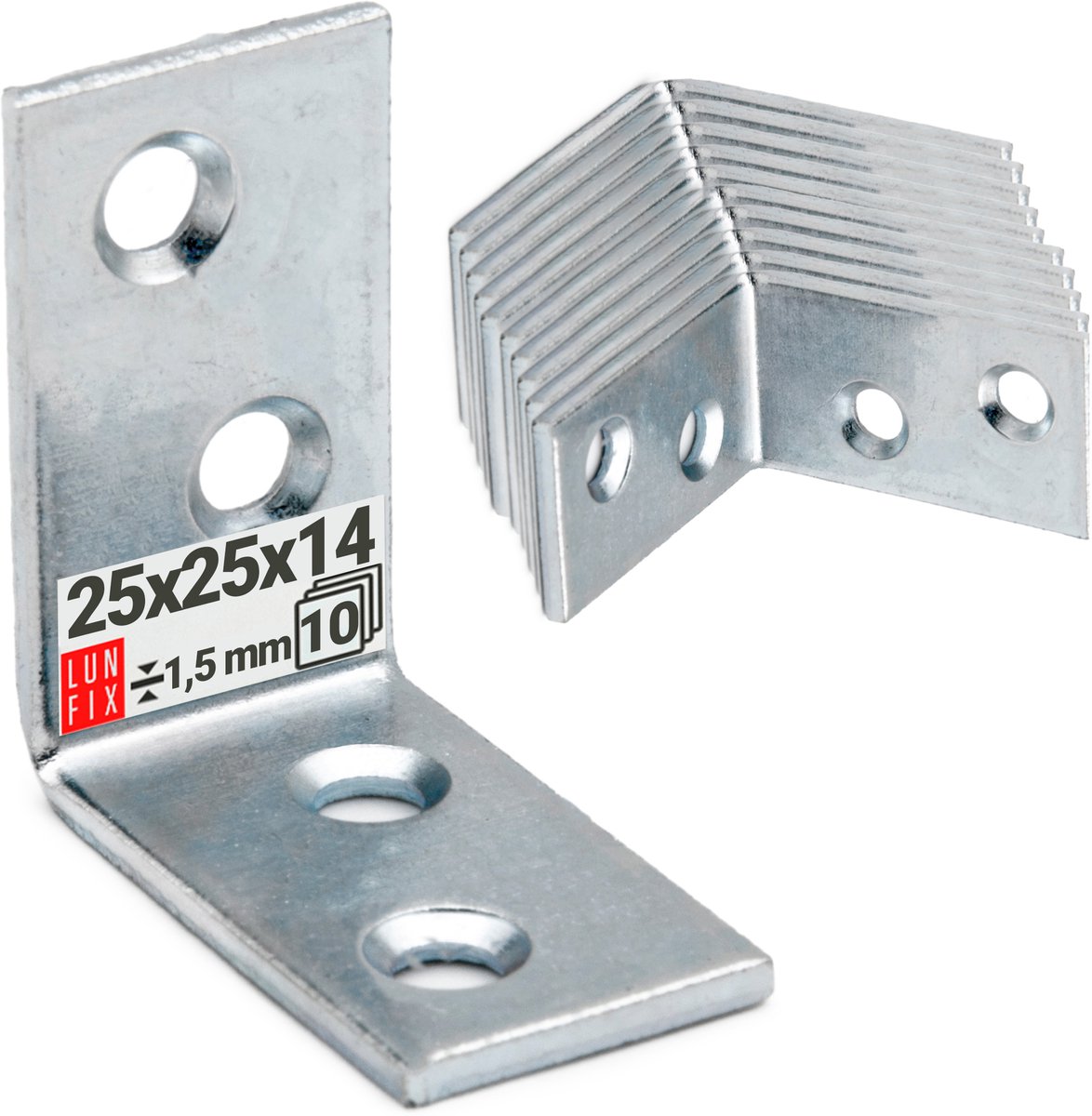 LUN FIX - Montagehoek 25x25x14x1,5mm - 10 Stuk