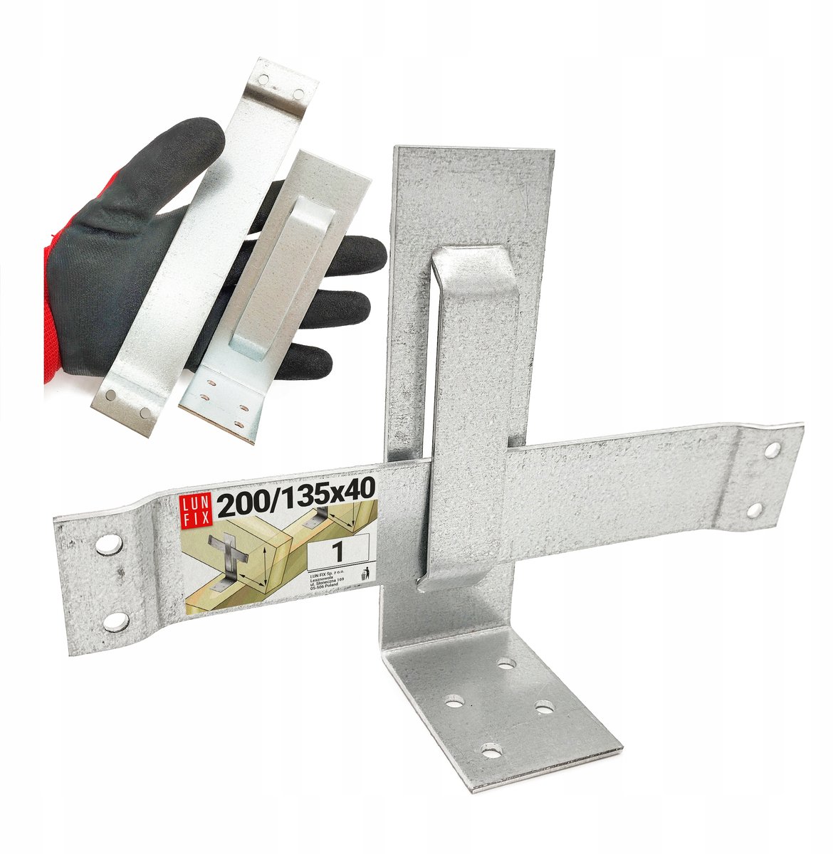 LUN FIX - Glijdende sparrenhouder 290 x 135 x 40 mm – 2-delig verzinkt sparrenankeranker voor blokhuthouten constructies