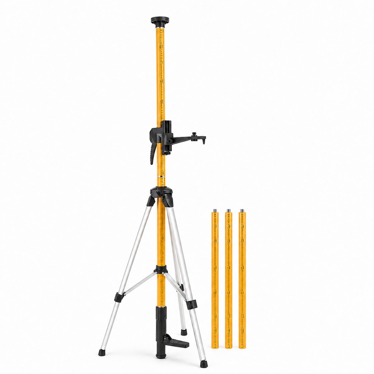 DPLUNIQ Gereedschap - Statief - Tripod - Multifunctioneel - 3m - Verstelbaar - Fijnafstelling - Telescopisch - Vrijstaand - Geel
