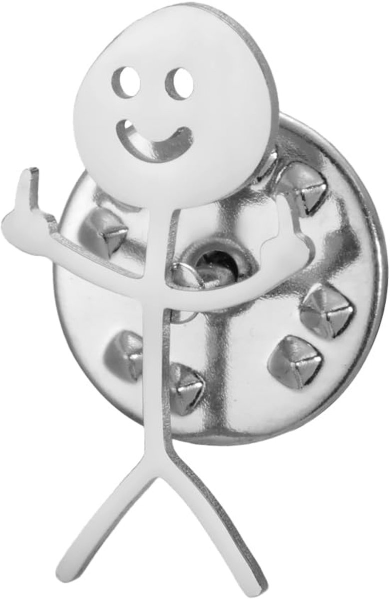 Dreamtimes Smiley Face Figures Sign Language Brooches for Women Men Stainless Steel Finger Stickman Trend Couple - ShopVlot