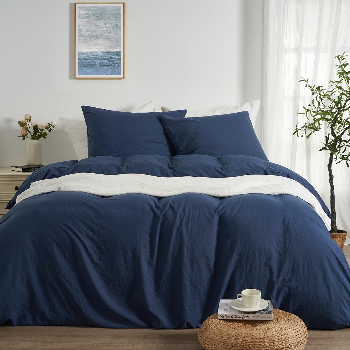 Dekbedovertrek 140 x 200 cm - blauw - voorgewassen microvezel - superzacht en comfortabel - ShopVlot