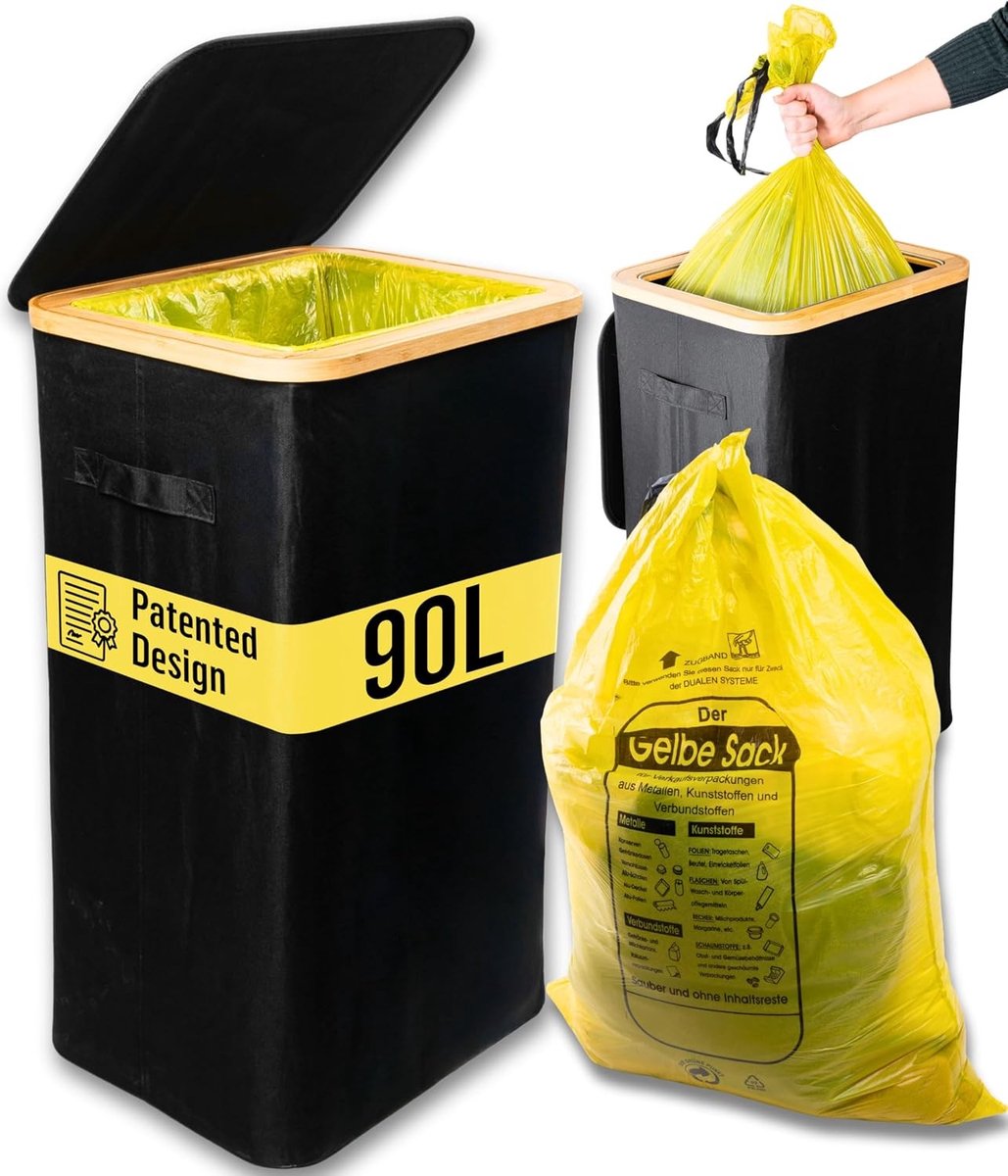 Afvalzakstandaard - Zwart - 90L - Stevige en Waterdichte Bak met Deksel - Voor Afvalbeheer in Keuken en Huishouden