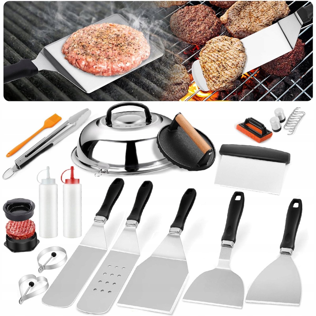 27-delige Grill Accessoires Set - Roestvrij Staal, Plancha & Teppanyaki