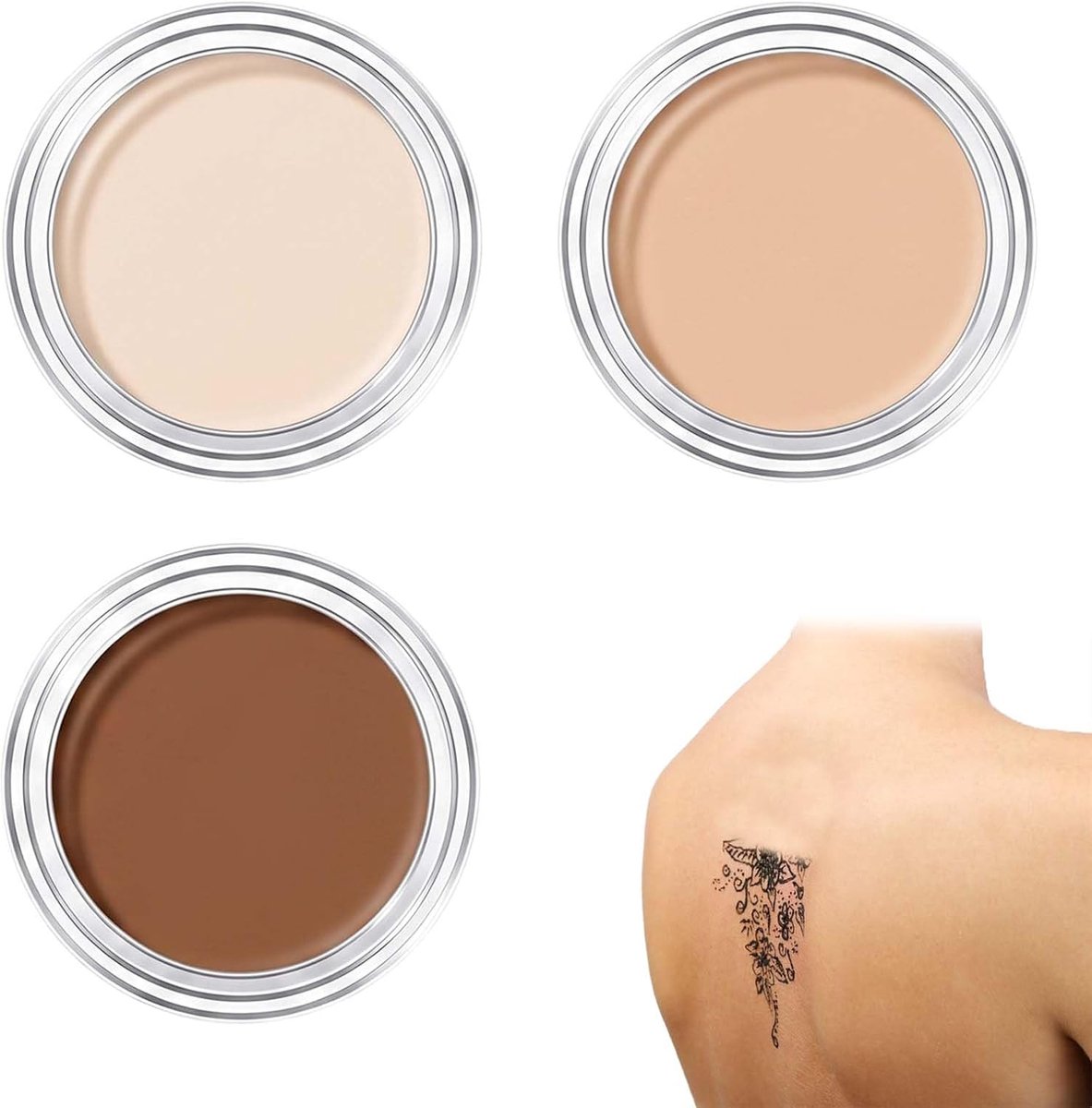 3 stuks make-up tatoeages, voor het afdekken van tatoeages, make-up en lichaam, waterdicht, natuurlijk, lange - ShopVlot
