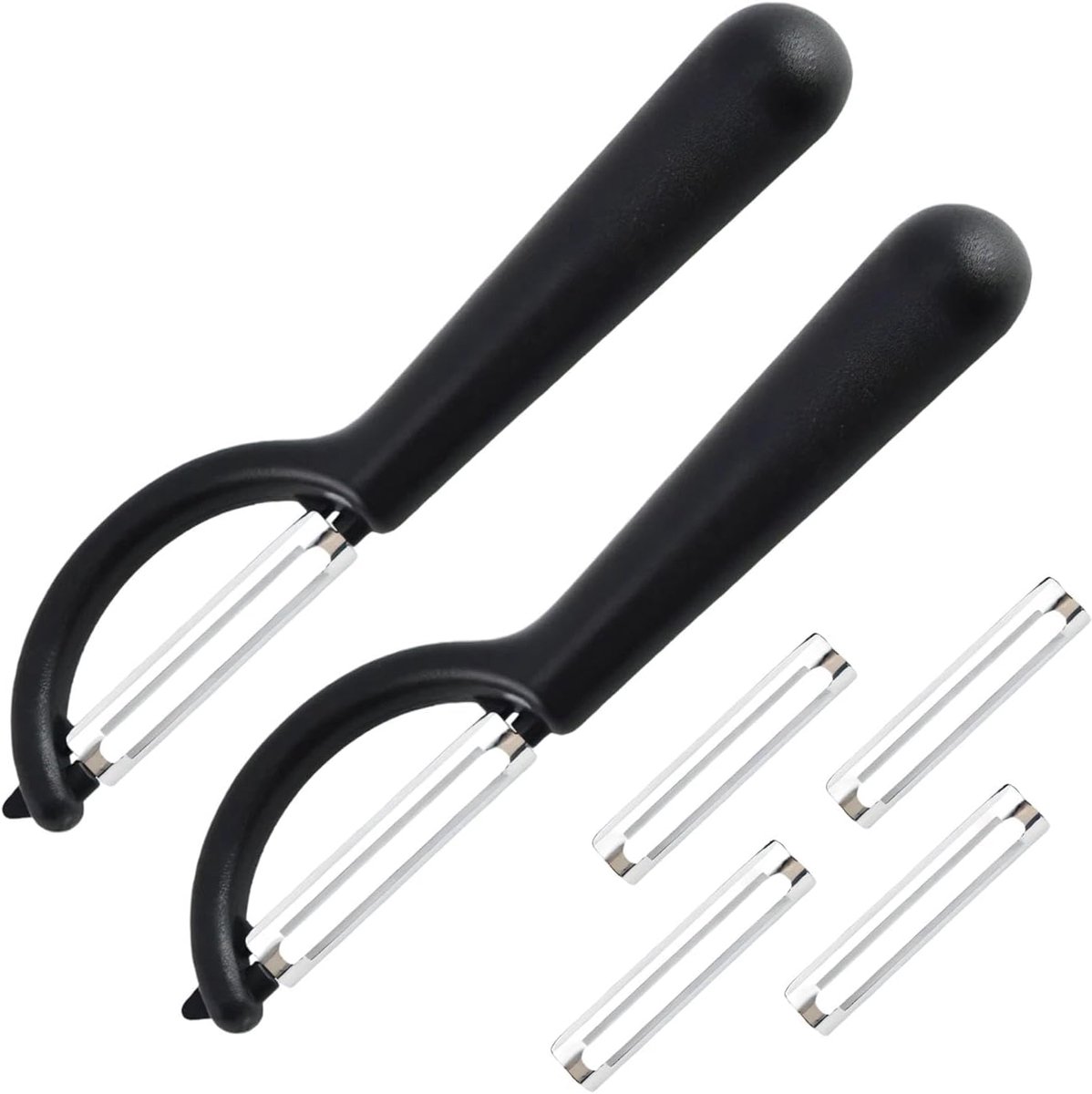2 pieces P-schaler Tupper Set with 4 replacement blades, Universal Sparschaler für Kartoffelschäler (2, black) - ShopVlot
