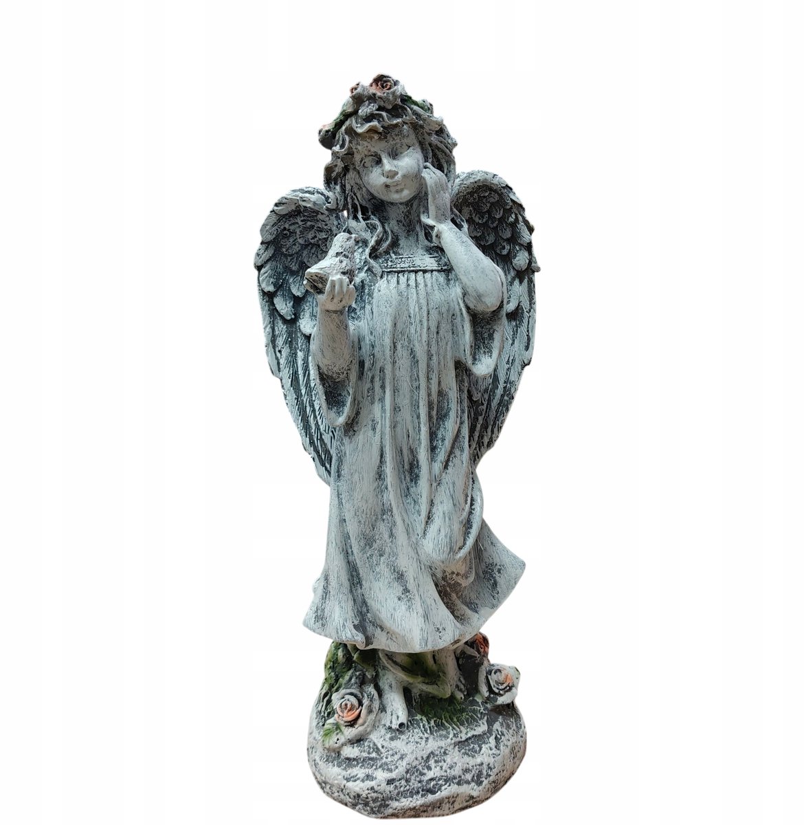 Decoratieve Engel Figuur 25 cm met Rozen - Grafdecoratie