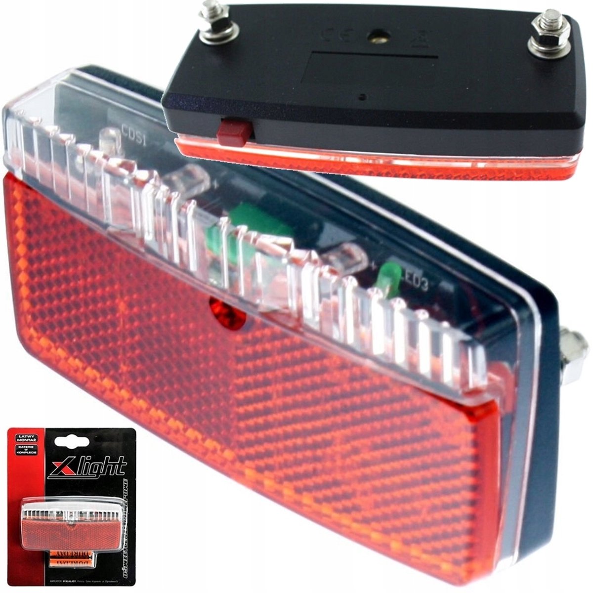 Merkloze Fietsachterlicht LED met 2 Batterijen en Reflector