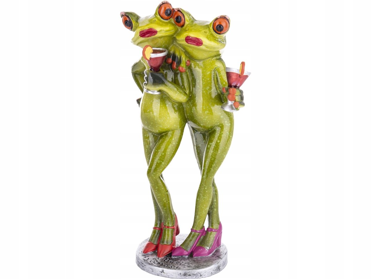 Decoratieve Kikker Figuur 18x10x7 cm - Twee Kikkers met Drankjes