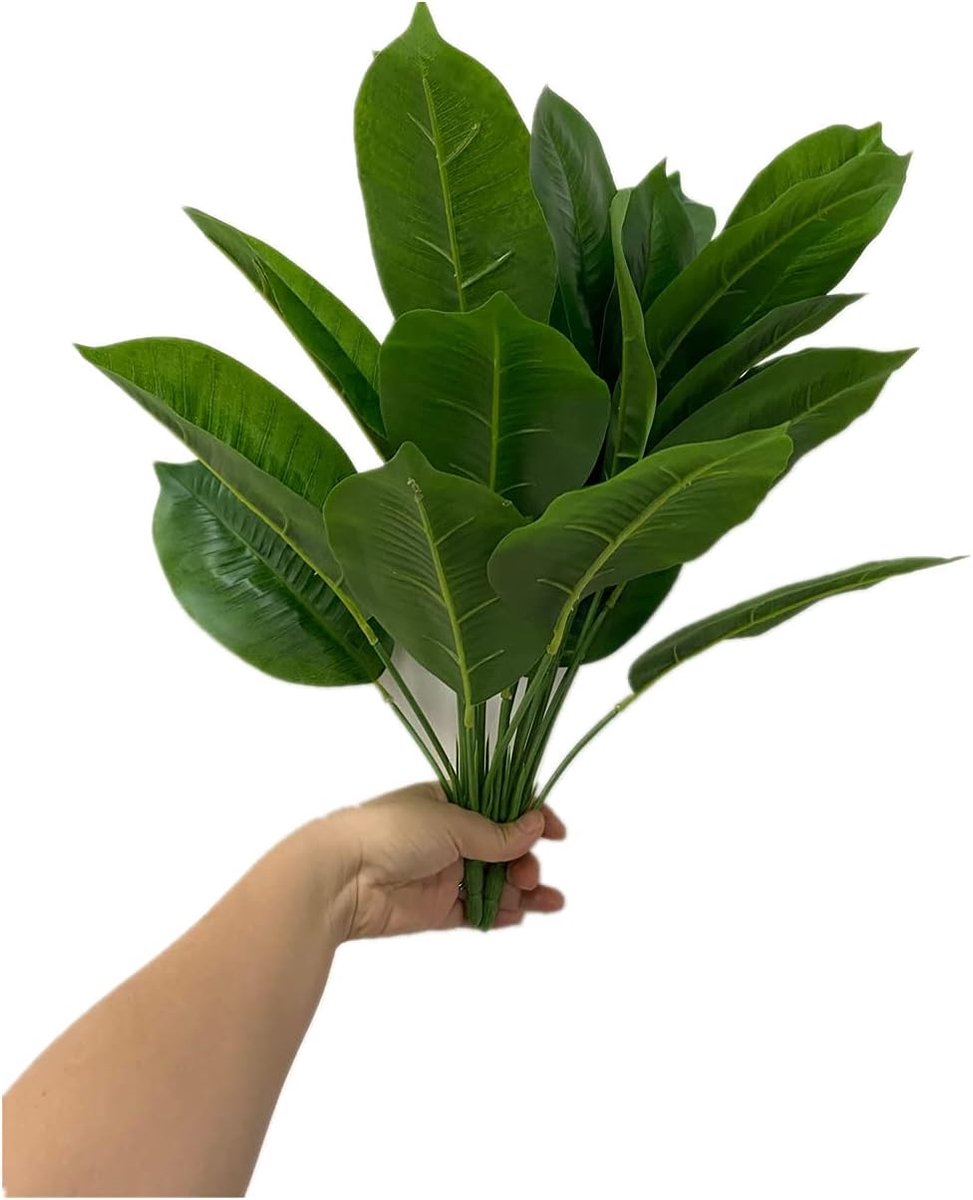 Kunstplant Vogel van Paradijs 46 cm - Faux Strelitzia met 12 bladeren - Tropische decoratie - ShopVlot