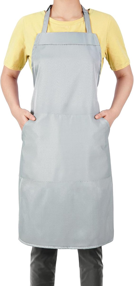 Keuken Schort voor Mannen en Vrouwen - Verstelbaar Grijs Schort - 80% Polyester + 20% Katoen - Perfect voor Koken - ShopVlot