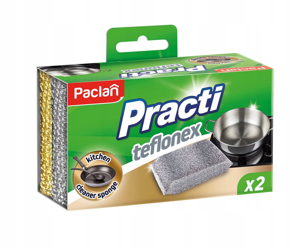 Paclan Practi Teflonex Keukenspons - 2 stuks