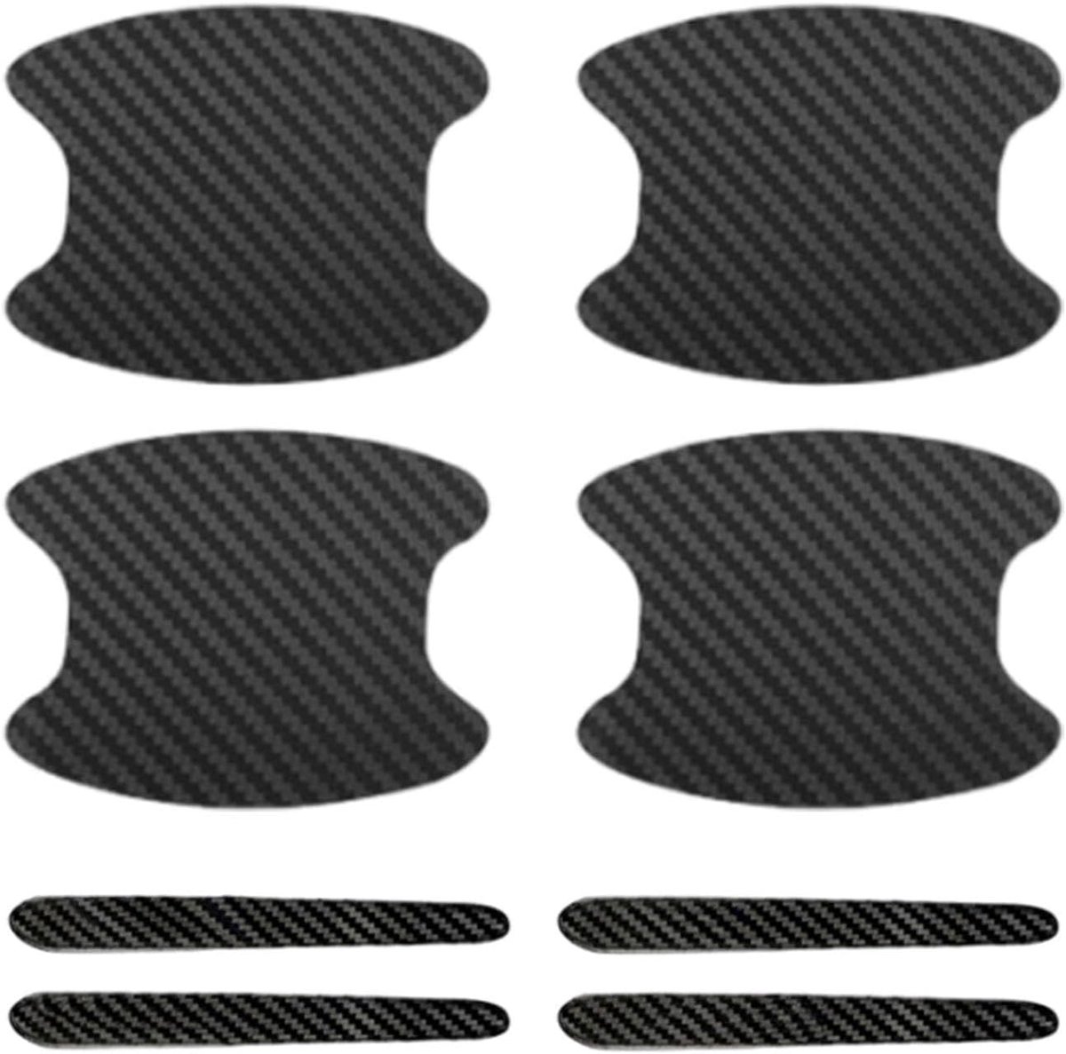 4 Pcs Carbon Fiber Door Handle Stickers, 4 Pcs Carbon Fiber Handle Anti-Collision Strips, Door Handle Protector Car - ShopVlot