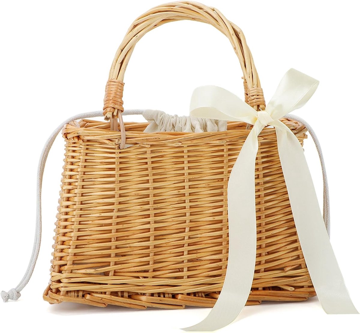 BWBIKE Women's Beach Bag, Natural Rattan Handwoven Tote Bag, Boho Straw Basket, Shoulder Bag for Summer, Travel - ShopVlot