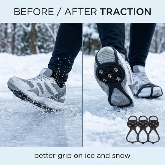 2 Paar 5-zijdige antislip spikes voor schoenen, winter grip voor outdoor activiteiten — afbeelding 3