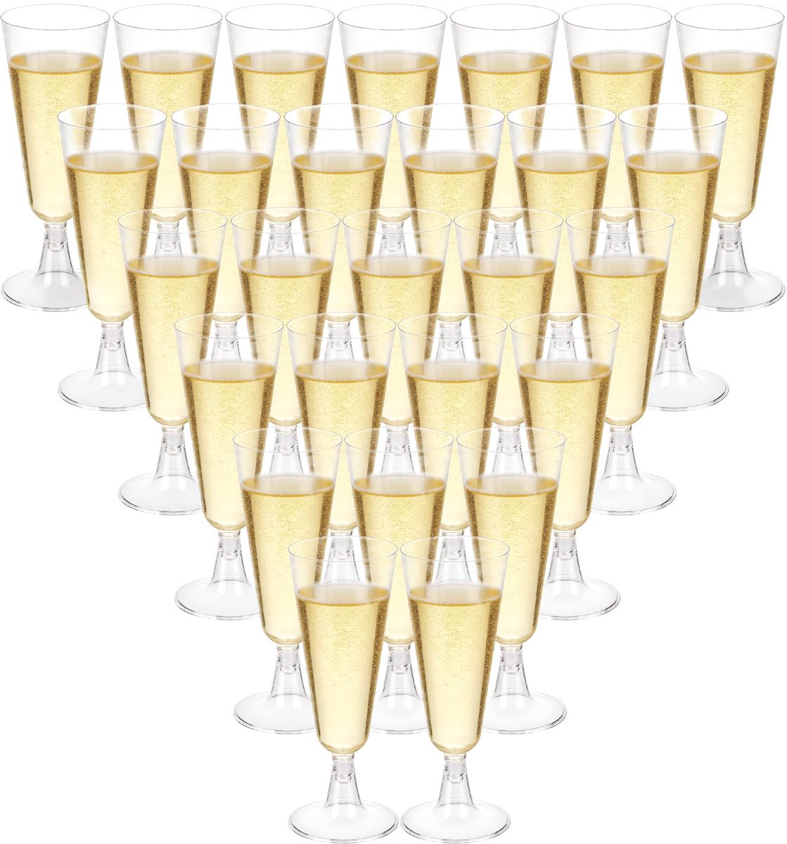 30 stuks champagneglazen van kunststof, transparant, 150 ml, herbruikbaar, voor feesten, bruiloften, verjaardagen enz - ShopVlot