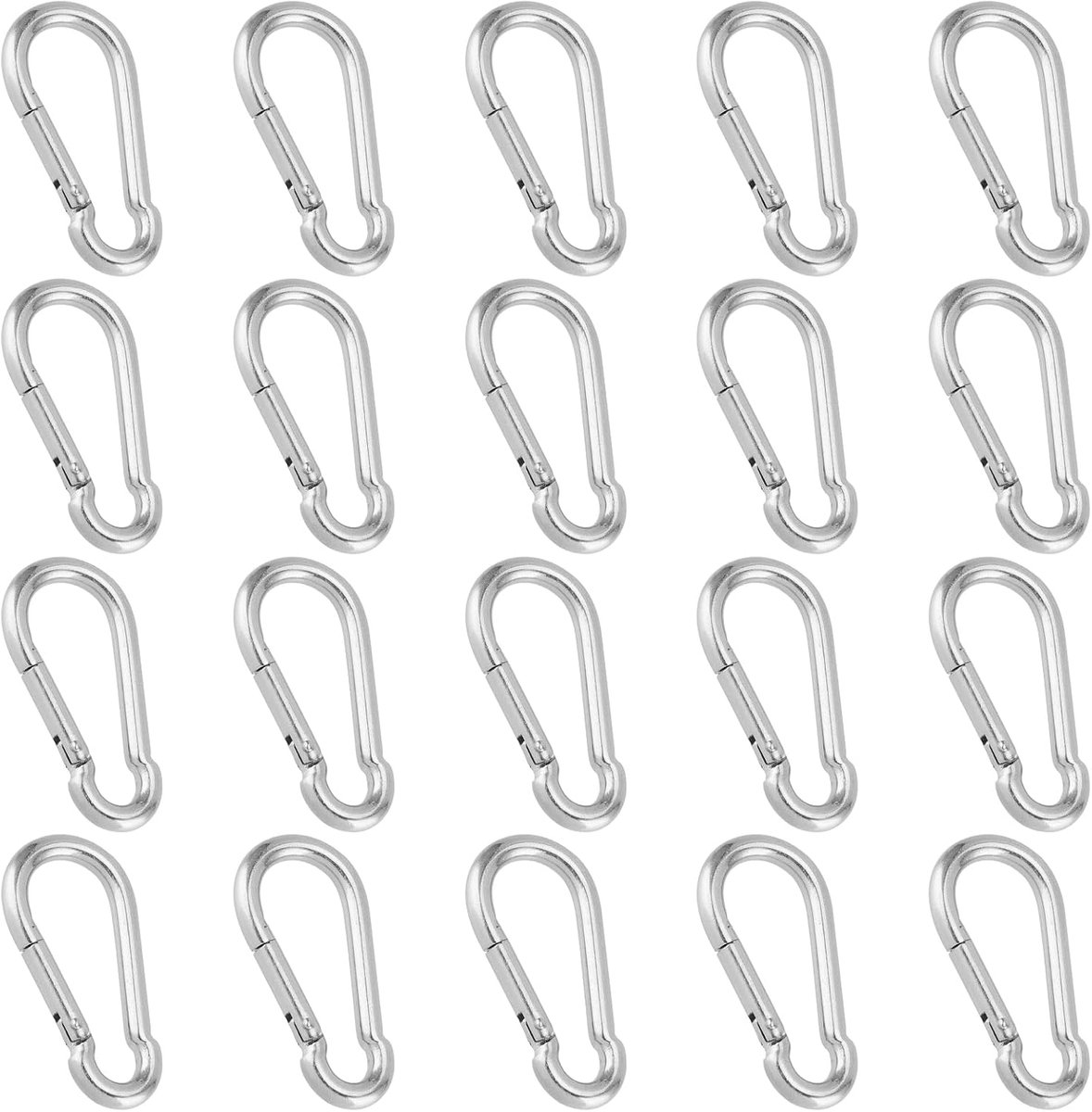 FUNSUEI Pack of 20 Carabiner Hooks Stainless Steel 5 x 50 mm 304 Stainless Steel Carabiner Hooks with Snap Closure for - ShopVlot