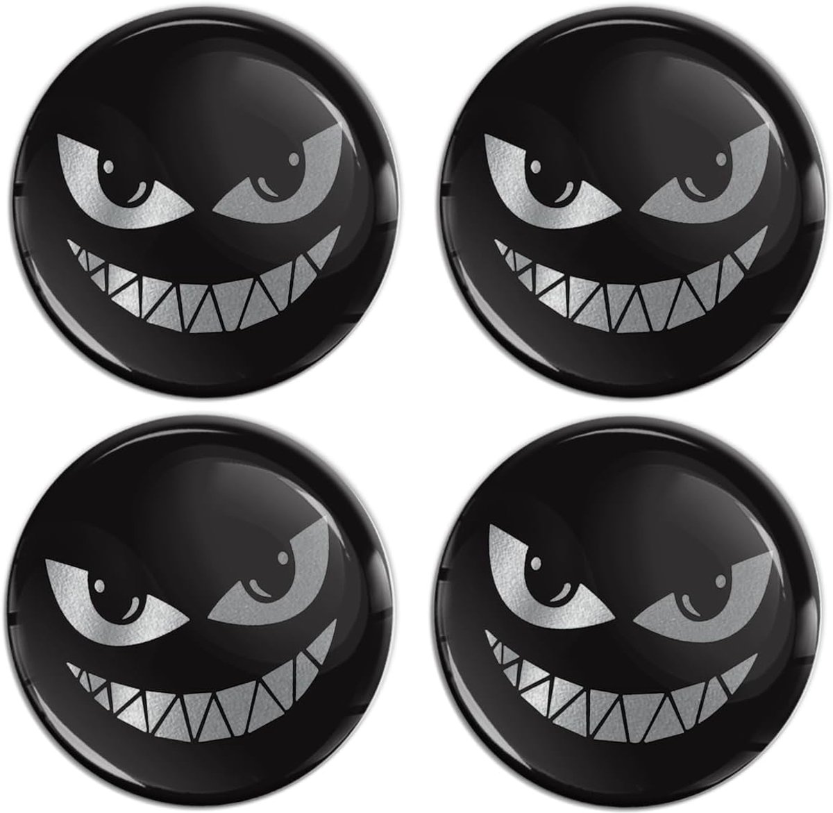 Skino EU 4 x 70 mm Car Stickers for Hub Caps Hub Caps Hub Caps Wheel Hub Caps Wheel Sticker 70 mm Silver Smile A 9470 - ShopVlot